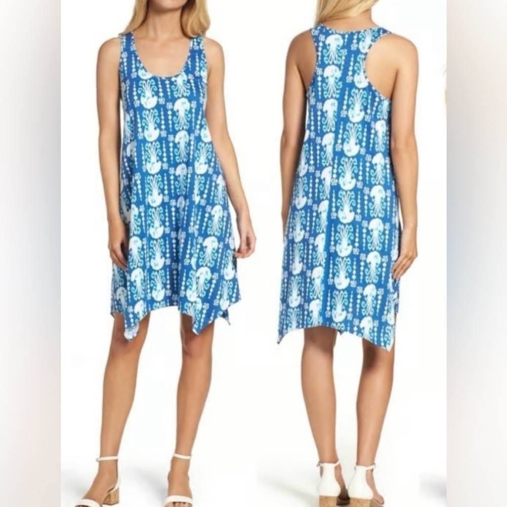 Lilly Pulitzer Ocean Blue and White Midi Dress